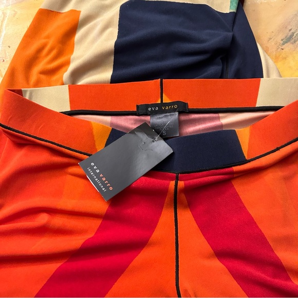 Eva Varro Knit Jersey Abstract Print Elastic Waist Wide Leg Pull-On Pants - Picture 7 of 14